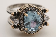 Turkish Reversible Oval London Blue and White Topaz 925 Sterling Silver Ring