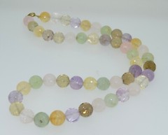 Large Hand Strung Chunky Quartz and Amethyst Beaded Necklace