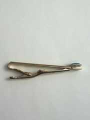 Nice Vintage Swank Mid Century MCM Modernist Jade Stone Tie Bar Clip