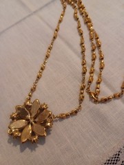 Vintage Marquise and Round Cut Green Cubic Zirconia Pandent with Gold-Tone Chain