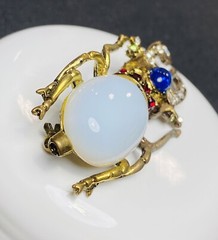 NWOT Kelley Hollis Signed Darling Scarab Moonstone/Rhinestone Beetle Brooch/Pin!