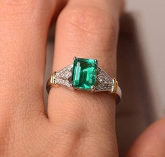 Art Deco Antique 3.50Ct Natural Emerald Vintage Wedding Ring 925 Sterling Silver