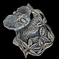 Vintage 1990s Sterling Silver Koala Brooch / Pin by Hand & Hammer, Australia