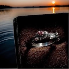 VINTAGE STEPHEN DWECK3D RING 9 APPRAISED UNISEX 8 OR.RED DIAMONDS &1 NSIDE6X4mm