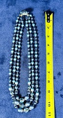 Vintage Japanese Aqua Blue Pearl Necklace (Faux ) Multi Strand Statement Jewelry