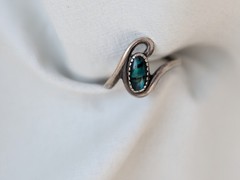 VTG Sterling Silver Navajo WM Wheeler Co. Bezel Abalone Inlay Cabochon Ring S4