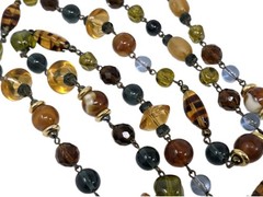 Liz Claiborne Multicolor Glass Lucite Beaded Necklace Autumn Colors 40 Inch VTG
