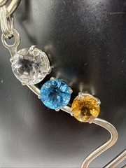 VTG Art Modern 925 Sterling Silver Multi Gemstone Necklace.38.6 Grams. 22.5”Long