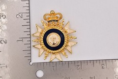 Vintage Crown Anchor Brooch Blue Enamel Crest Military Nautical Pin 1980s BinAL