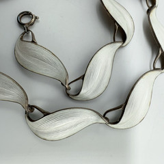 VTG Finn Jensen Norway Sterling Silver White Enamel 17″ Necklace 33.7g#yde