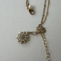 Vntg Lauren Conrad Necklace Genuine Freshwater Pearl Gold Tone 32” Gemstones NOS