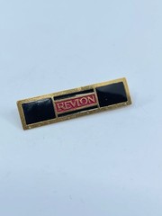 Vintage Revlon Pin Brooch Rectangle Black and Red Enamel Gold Tone