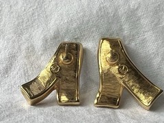 Vintage Swarovski Swan Signed Pastel Crystal Baguette Post Earrings