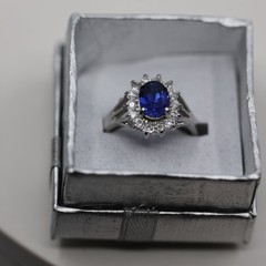 Blue Gemstone Ring Sterling Silver