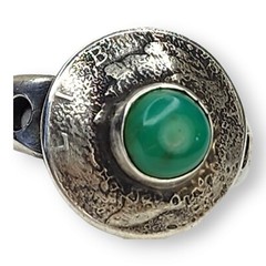 Vintage Artisan Sterling Silver 925 Mercury Head Dime Chrysocolla Ring SZ 11