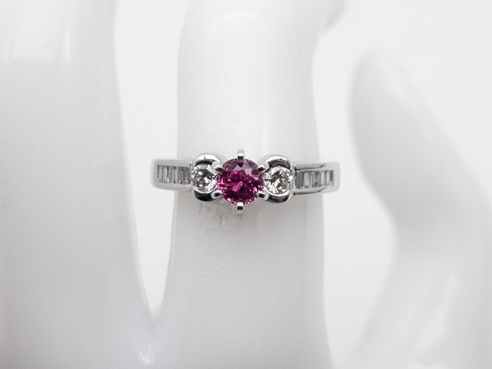 $5000 1.50ct Natural Pink Sapphire VS G Diamond 18k White Gold Platinum Ring 7g