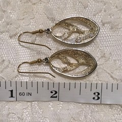Vintage Sarah Coventry Earrings Gold Silver tone Textured Retro Dangly MCM