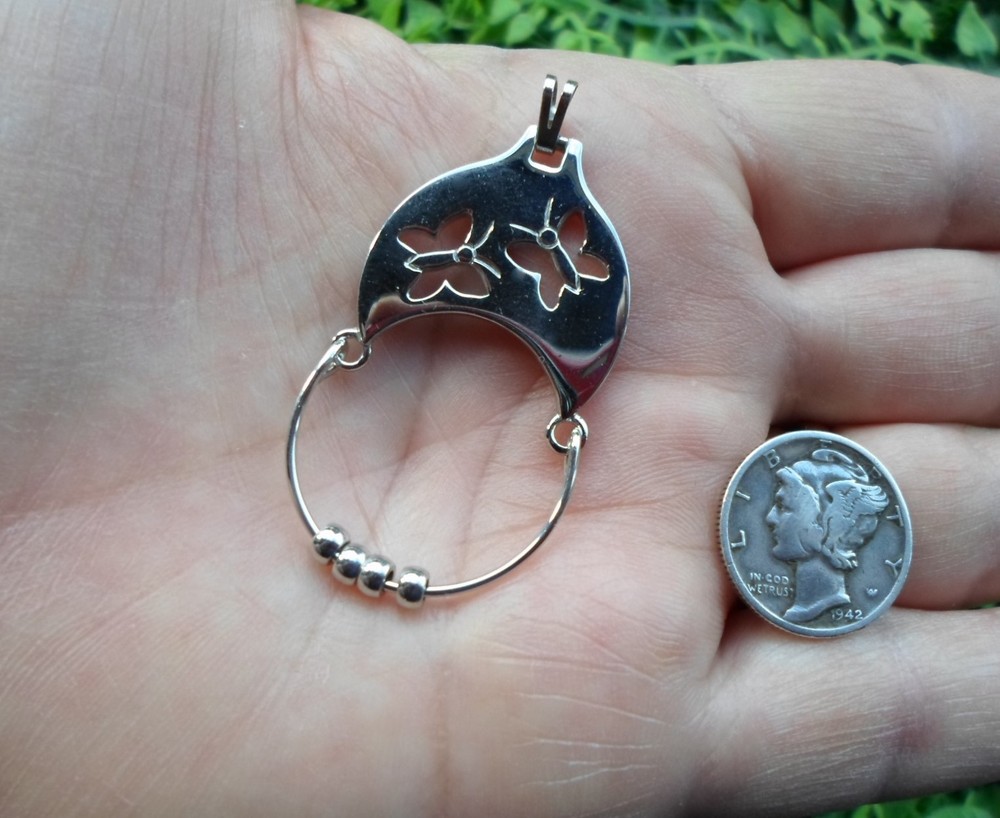 Vintage MONET – silver tone – cutout BUTTERFLY – charm holder – PENDANT