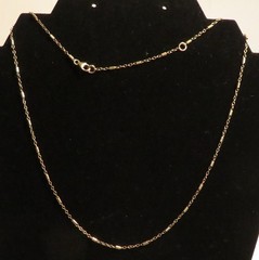 Vintage Gold Tone Dainty Tube Station Necklace Spring Ring Clasp 16-19″ Adj Unbr