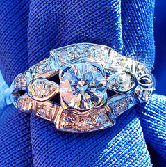 ORIGINAL EARTH MINED DIAMOND Deco Engagement Ring Antique Platinum Solitaire S 6