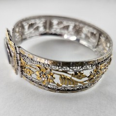 Art Deco Bangle Filigree Design with Mose Agate 1933 J.J. White Mfg. [7911]