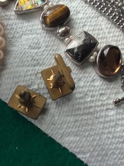 Lot Of Misc. Vintage Jewelry,Cross,Tiger Eye Cufflinks, Bracelets…