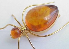 ✅BALTIC AMBER RUSSIA SOVIET INSECT SPIDER BROOCH 22k GOLD JEWELRY 老琥珀 PIN ORDER