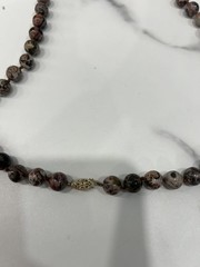 Brown Gemstone Beaded Necklace Round Polished Beads Hook Clasp 24 In Womens