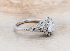 1.25Ct Art Deco Round Lab Created Diamond 14K White Gold FN Engagement Gift Ring