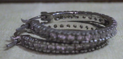 GM sterling silver 925 hoop with crystal CZs? earrings clear stones 24mm