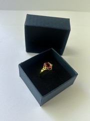 Vintage Red Cubic Zirconia Ring Gold Plated Womens Size 9.5