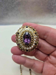 Vintage Coro necklace, Faux amethyst, pearl