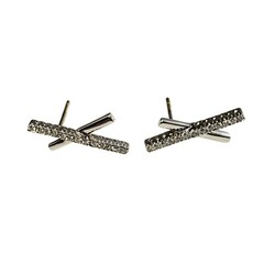Vintage 14 Karat White Gold and Diamond “X” Earrings #11406