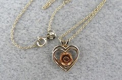 Gold Filled Heart Pendant Marked 14k GF PPC Rose Gold Flower Vermeil Chain 17.75