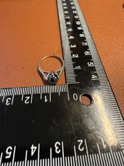 STERLING SILVER 925 Hematite Black Cabochon Ring Size 4, Vintage, 2g (#H)