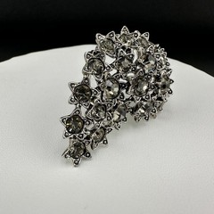 Vintage Rhinestone Brooch Smokey Gray Star Celestial Galaxy Sparkle Cluster