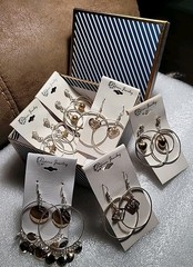 6 Pairs NEW VINTAGE DANGLE HOOPS EARRINGS PIERCED DROP BIG CLASSIC • OLD STOCK