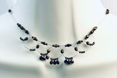 Robert Rose Choker Necklace Wired Bronze Metallic Beads Dainty Chic Minimalist