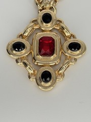 Vintage RJ Graziano Chunky Gold Tone Byzantine Necklace/Dangle Clip Earrings Set