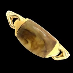 1955-1969 Crown Trifari Marbled Lucite Gold Tone Hook Bangle Bracelet 6.5” Dia