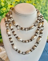 Vikki Carr Necklace Strass Faux Pearl Crystal Certificate Of Authenticity 54″