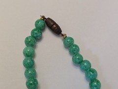 Vintage Green Peking Glass Graduated Beaded Necklace 16″