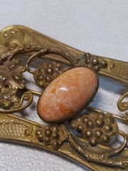 ANTIQUE ART NOUVEAU DECO Grape NEIGER CZECH GLASS JEWEL SASH PIN BROOCH7.5*4.5cm