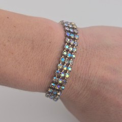 Vintage Weiss Blue AB Rhinestone Bracelet Size 6.5