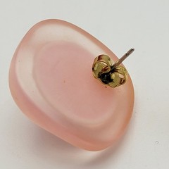 Vintage Avon Pink Frosted Lucite Stud Earrings Pierced 24mm Tea Rose