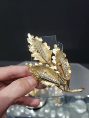 Clip on Screw back Earrings & Brooch pin Crystal faux pearl vtg ALL SIGNED “BSK”
