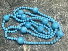 Antique 1920’s Art Deco Blue Art Glass Bead Necklace