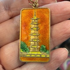 Vintage Estate Assemblage of Charms: Buddha, Pagoda Tower,Thermoset Flowers,OOAK