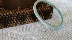 Vintage Bracelet Bangle plastic Lucite Moire swirl mint green blue white yellow