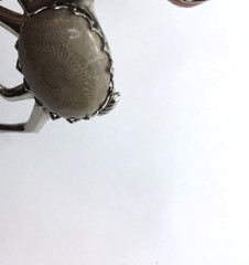 Vtg Deer Brooch Pin Rhinestone Eyes Fossil Cabochon Woodland Animal silvertone